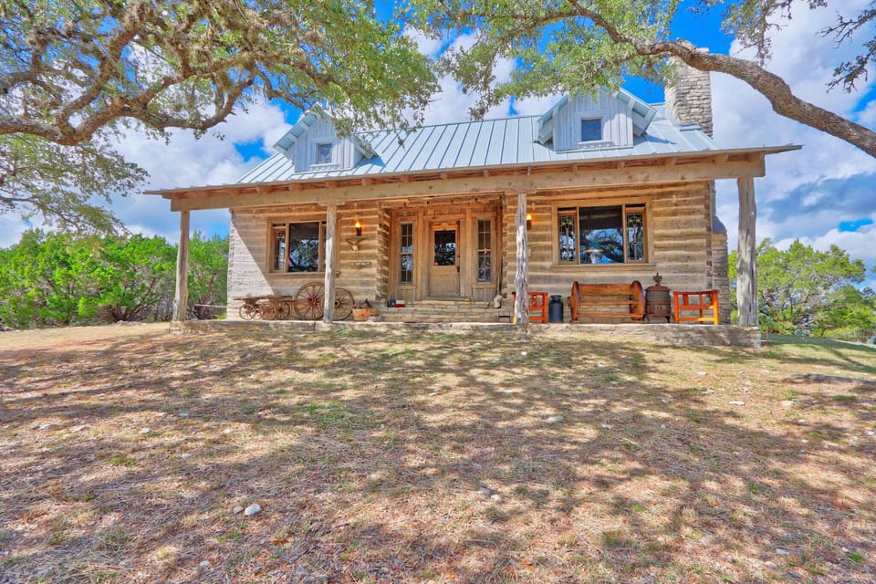 Close up front of the Log Cabin