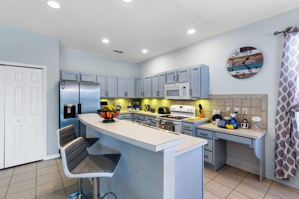 Villa | Private kitchen | Fridge, microwave, oven, stovetop