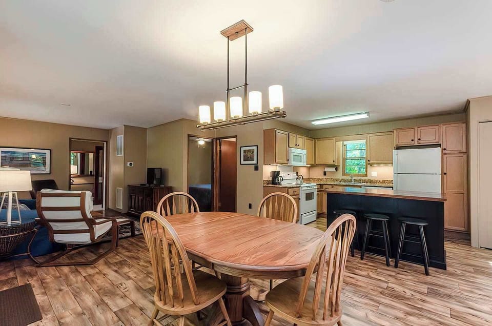 Open floor plan with modern touches throughout