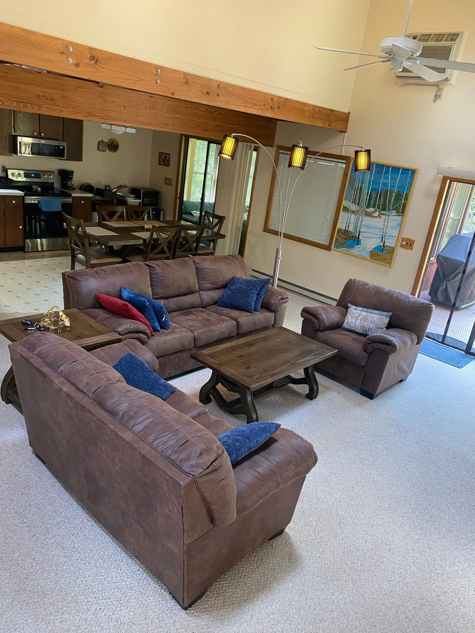 Open concept kitchen with new Microwave, stove and dishwasher
