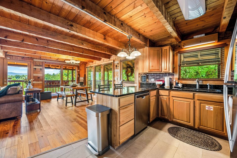 Kitchen is stocked with all the supplies you would need for cooking.