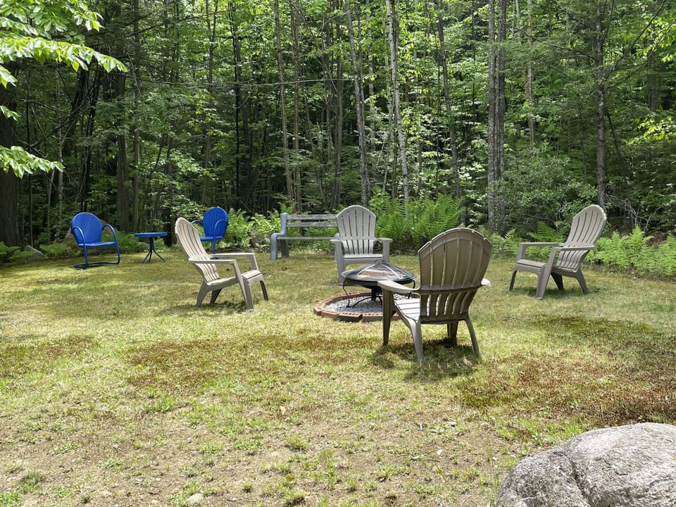 Summer fire pit in the backyard 
