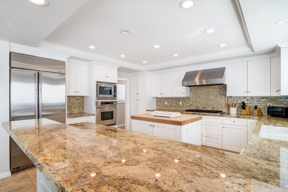 Kitchen with high end appliances. 