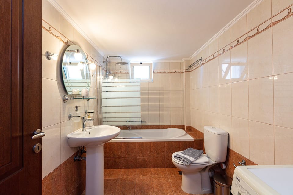 Hair dryer, towels, toilet paper