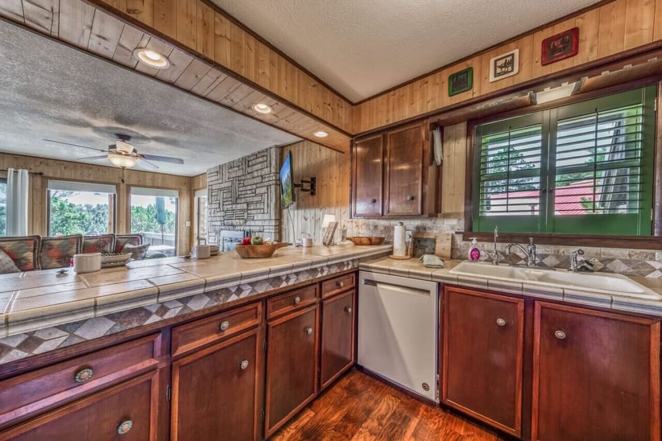 Feel at home in the fully equipped kitchen, complete with everything you need to cook and enjoy your meals just like you would at home