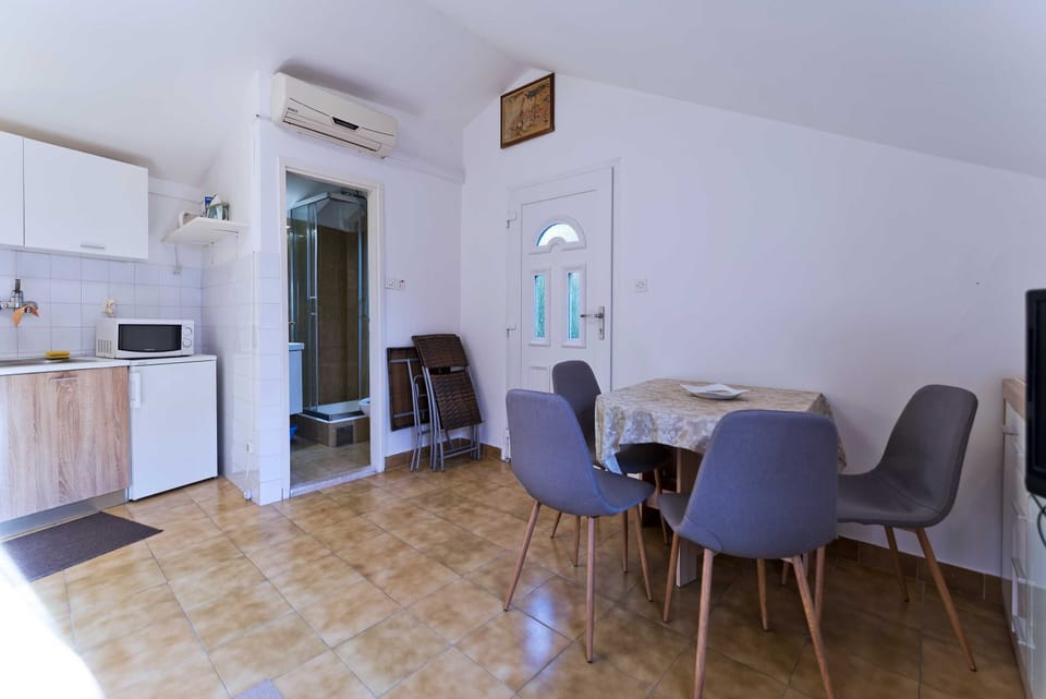 Apartment (One-Bedroom Apartment) | Private kitchen | Fridge, microwave, stovetop, electric kettle