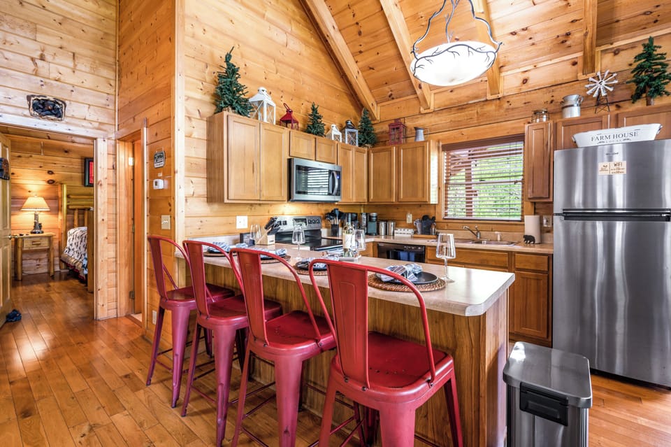 Kitchen with bar setting for 4.