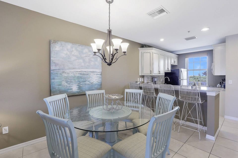 Gather ‘round the dining table with seating for six.
