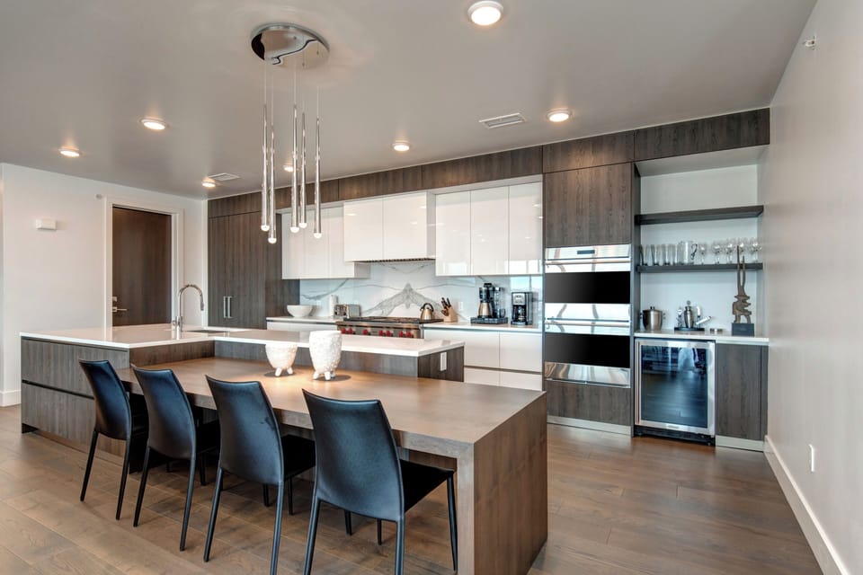 Wine Fridge and Kitchen Bar Seating