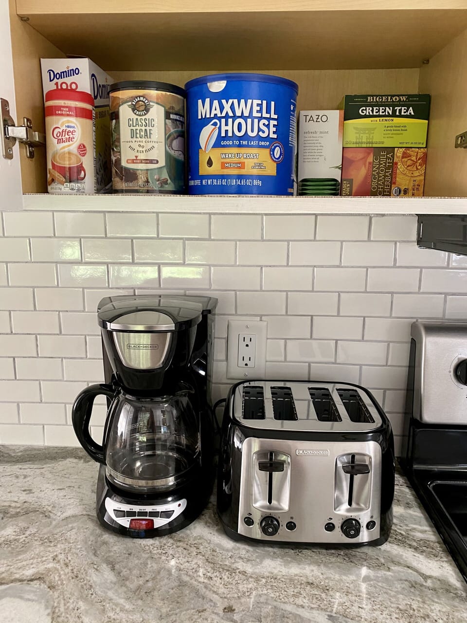 Regular and decaf coffees and teas.