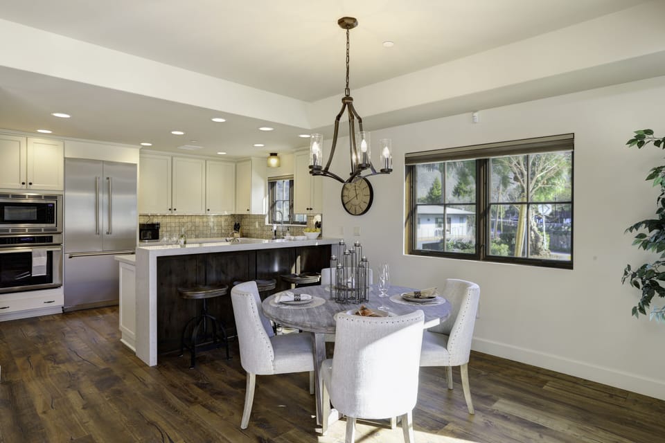 Guests can visit at the countertop barstools while favorite coast cuisines are made.