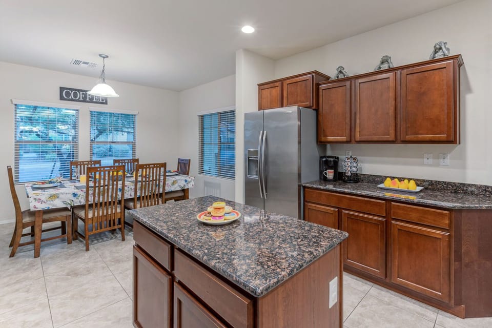 Center island provides open working space for meal preps.