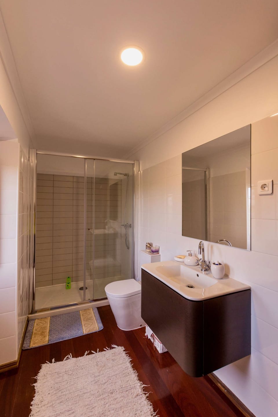 Brand new bathroom; hardwood floors, spacious standing shower and new bath fixtures