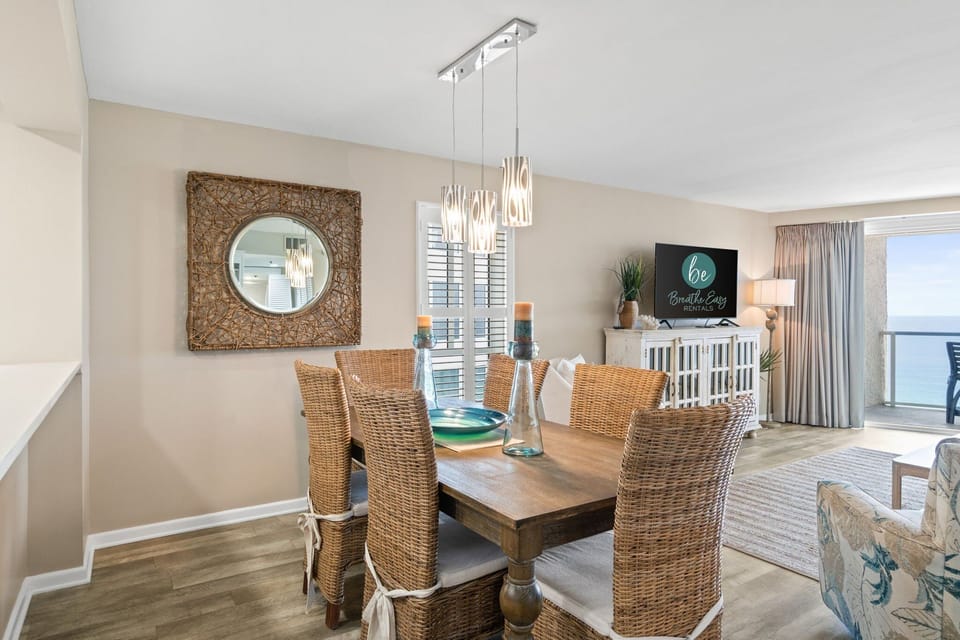 Enjoy your indoor dining, while also enjoying the beautiful Gulf view.

Professionally Managed by
Breathe Easy Rentals