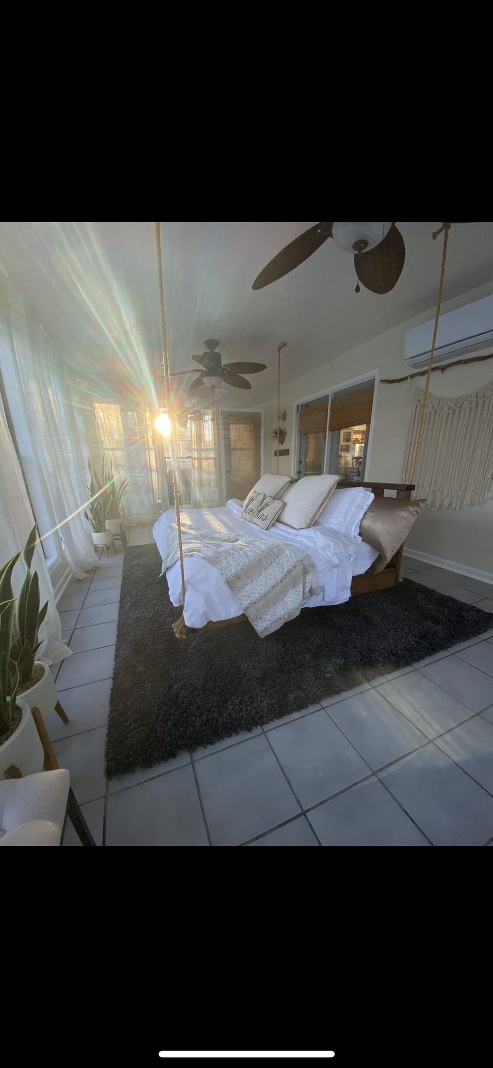 Cozumel Bedroom # 4 - my favorite! Queen swinging bed private with trees in back