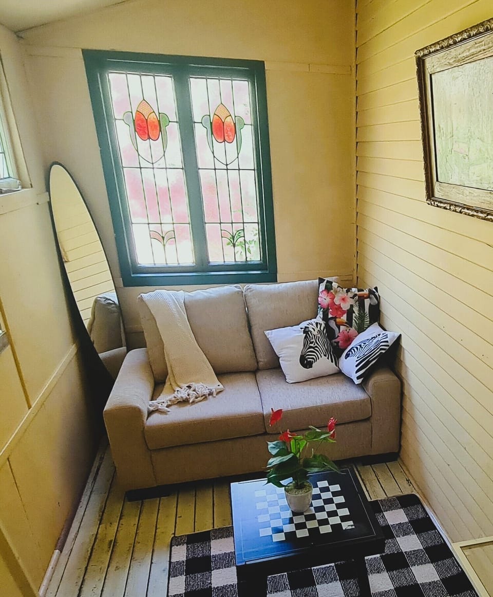 2nd Bedroom. Sofa converts to a double bed! Just beautiful leadlight windows!