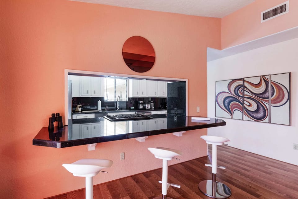 Saddle up at the counter barstools and enjoy a cocktail for happy hour. Cheers!