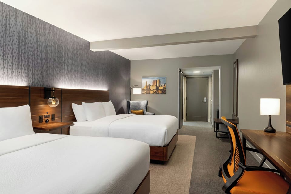Room, 2 Queen Beds | Pillowtop beds, in-room safe, desk, laptop workspace