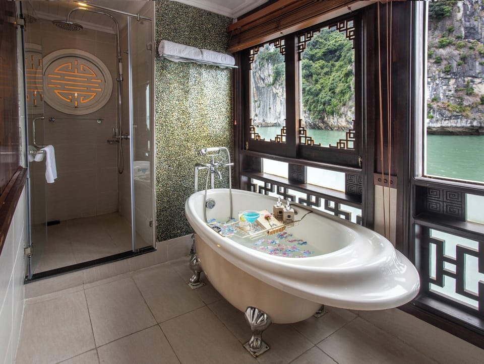 Long Quan Suite | Bathroom | Designer toiletries, hair dryer, bathrobes, slippers