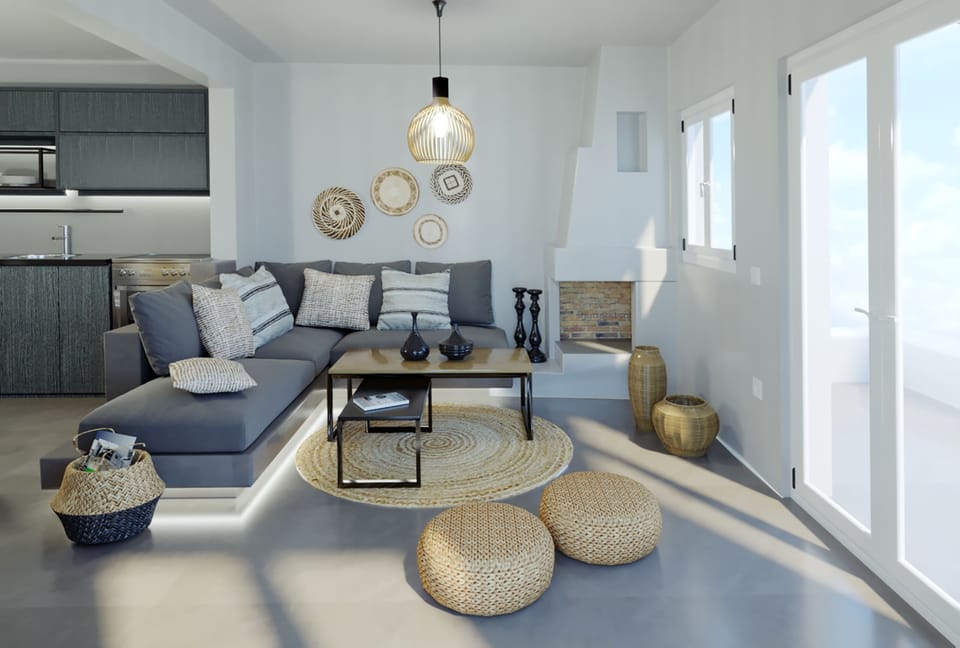 Exclusive Villa, Private Pool, Sea View | Living room | 42-inch Smart TV with satellite channels, TV, Netflix