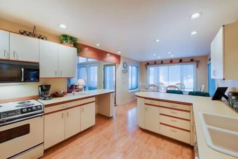 Well lit kitchen.