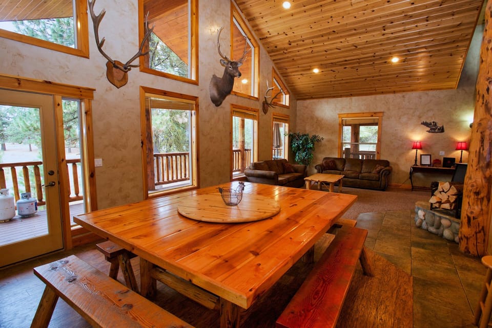 Dining room looking to living area.