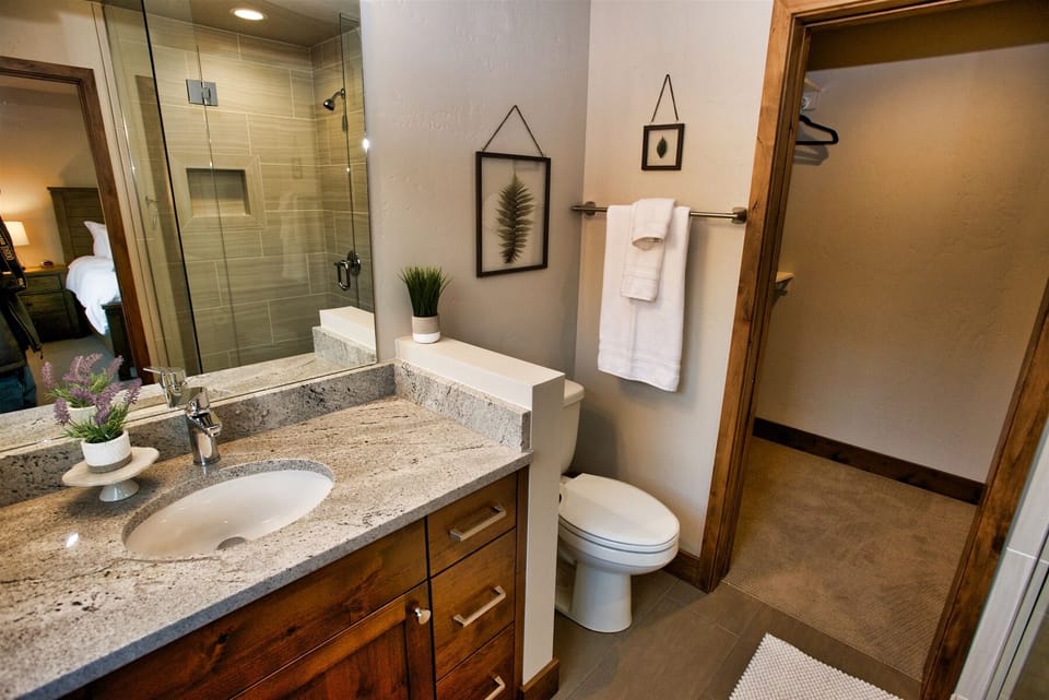 Two bathrooms located on upper level.