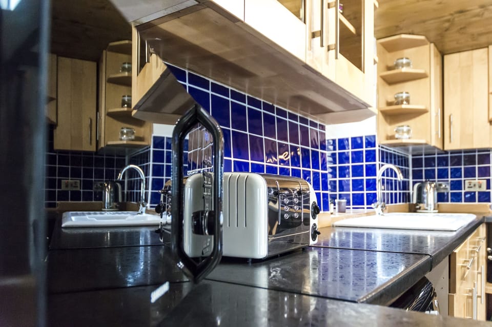 Full-size fridge, microwave, oven, stovetop