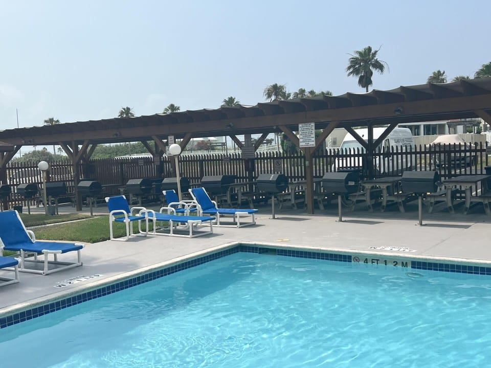 BBQ grills in pool area