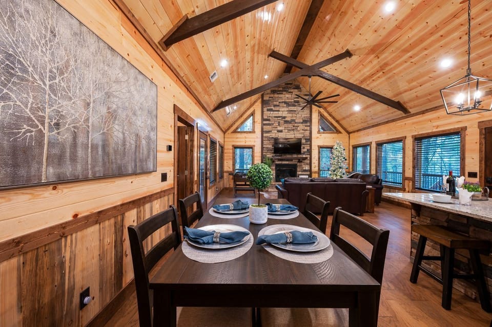 Dining table set to sit 4 comfortably.