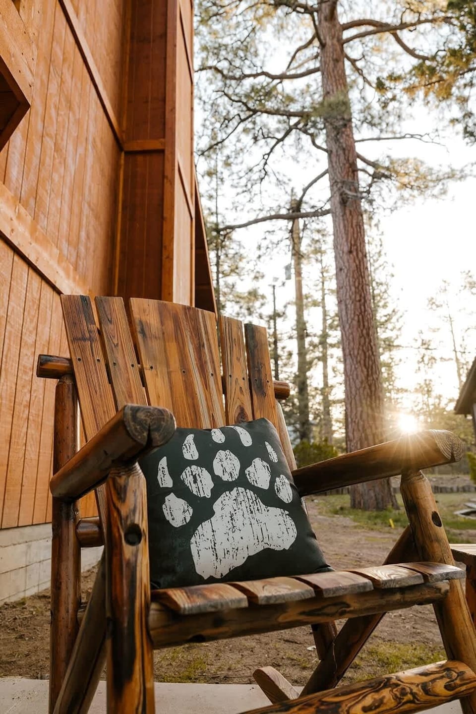 Relax and unwind in style in one of our cozy log rocking chair - the perfect spot to enjoy a cup of coffee and the serenity of nature