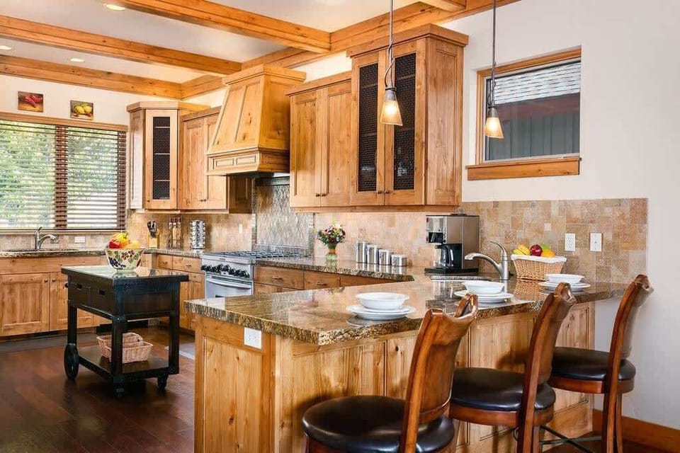 Kitchen with barstools