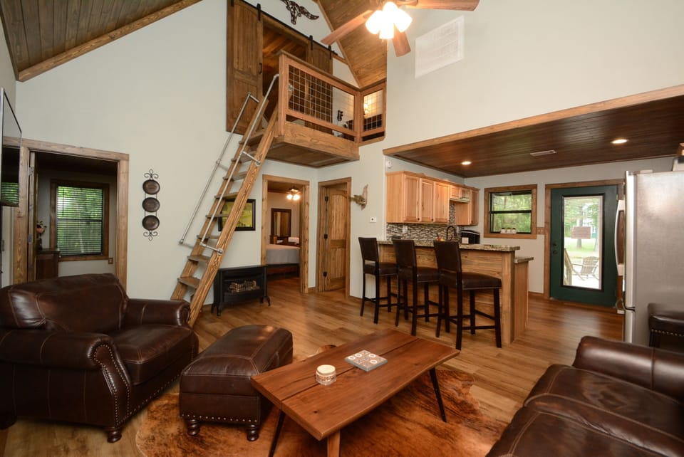 Warming faux wood burning  stove creates an atmosphere of total relaxation.