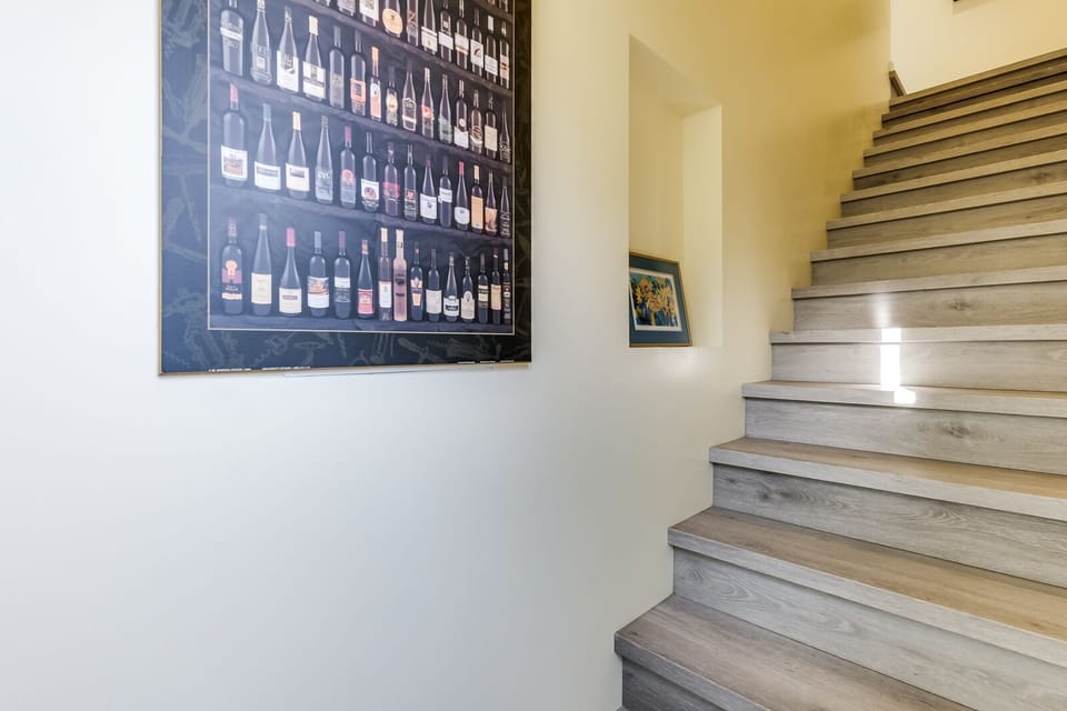 Private entrance, stairs up to suite