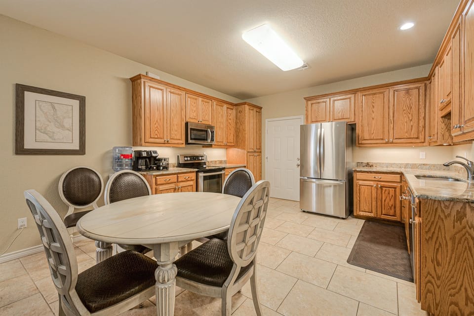Kitchen in Barn dominium (water bottles not supplied)