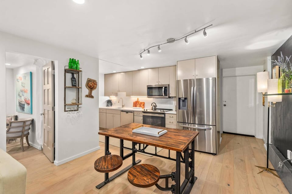 This beautifully remodeled kitchen is fully stocked with everything you need to prepare great meals during your stay.