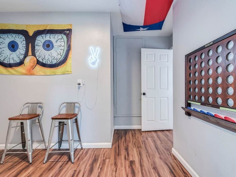 Game on! Challenge your crew to foosball or wall-mounted Connect 4 in this vibrant playroom.