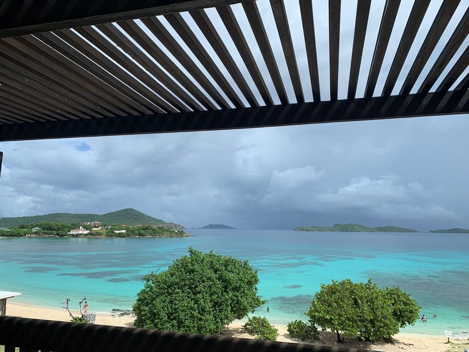 View on a cloudy day, first floor balcony.