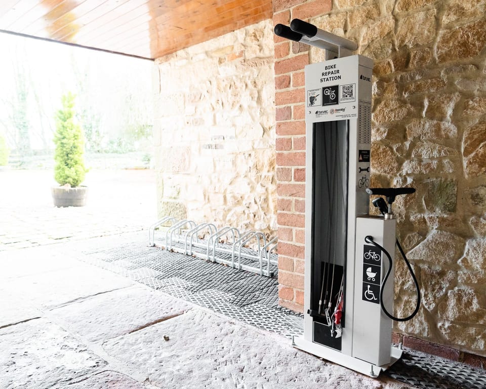 Bike rack and repair station