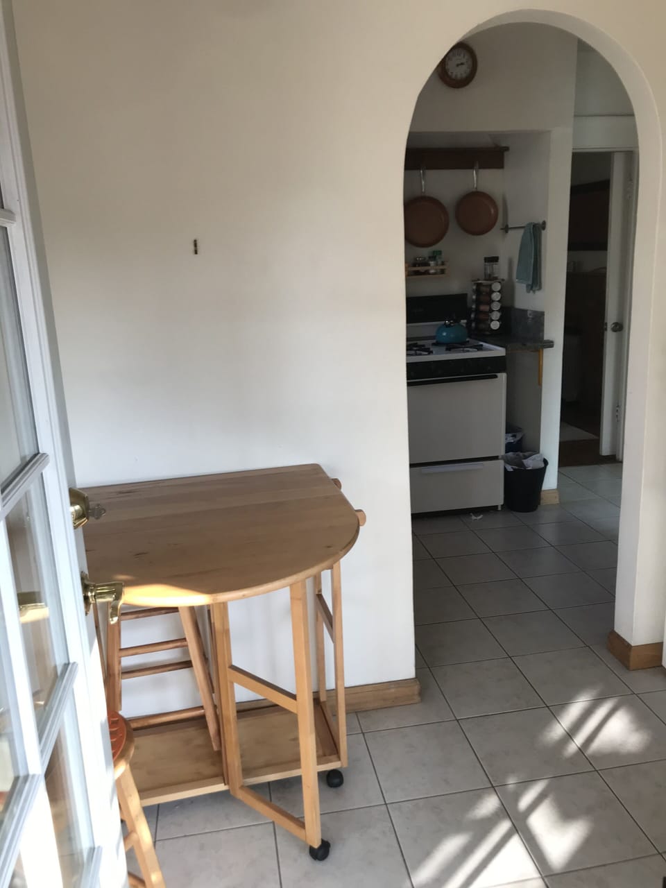 There is a nook and small spot for dining in or dining outdoors