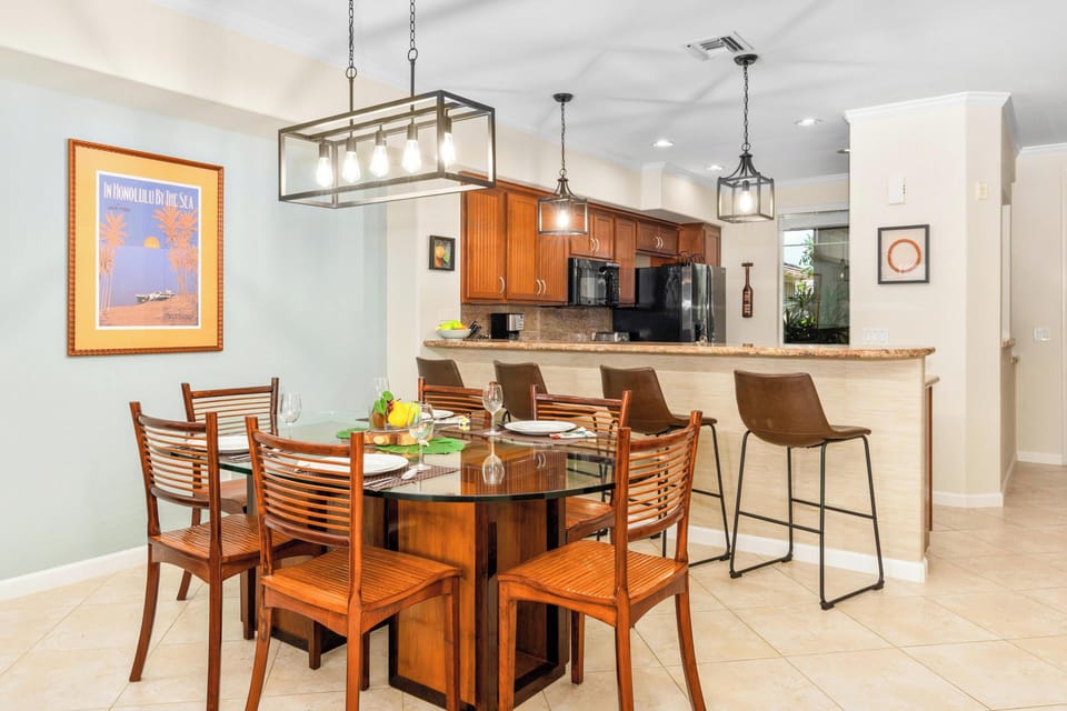 Dining area with glass top table