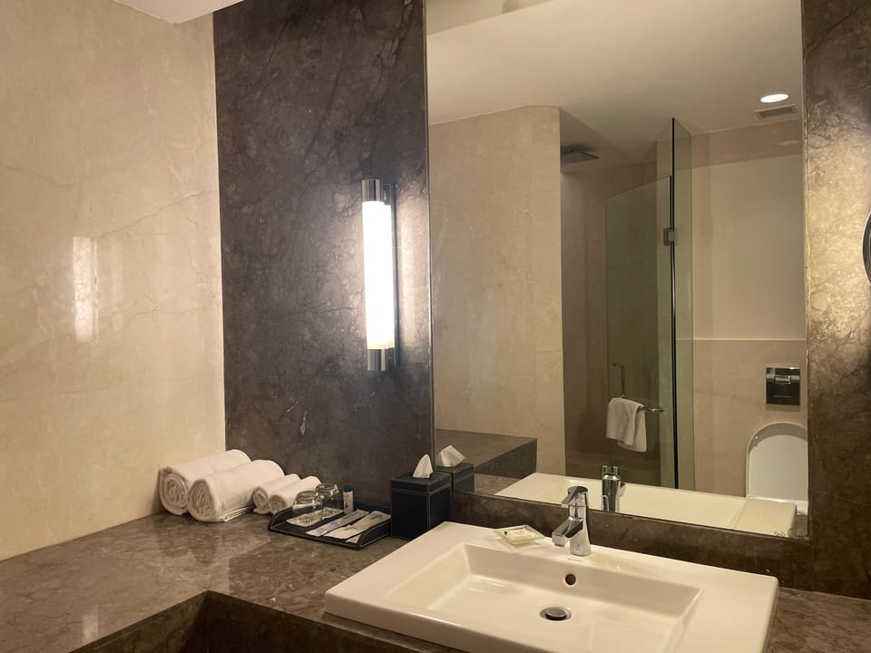 Superior Twin Room | Bathroom | Shower, rainfall showerhead, eco-friendly toiletries, hair dryer