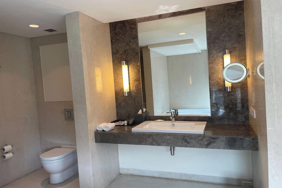 Studio Suite | Bathroom | Shower, rainfall showerhead, eco-friendly toiletries, hair dryer