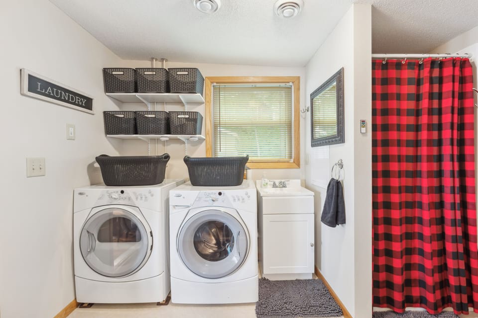 Laundry room & bathroom adjoining to bedroom #1 