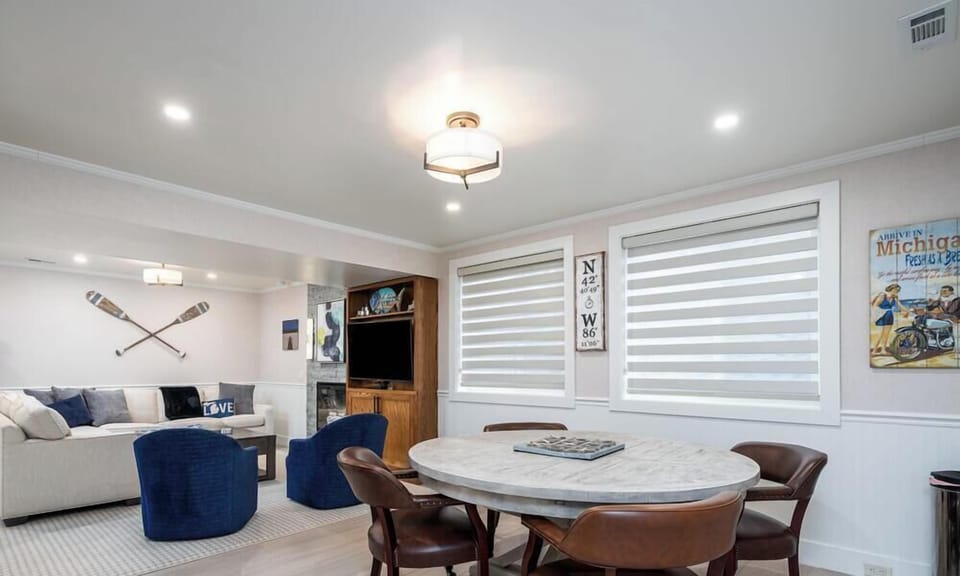 Lower level living room and game table