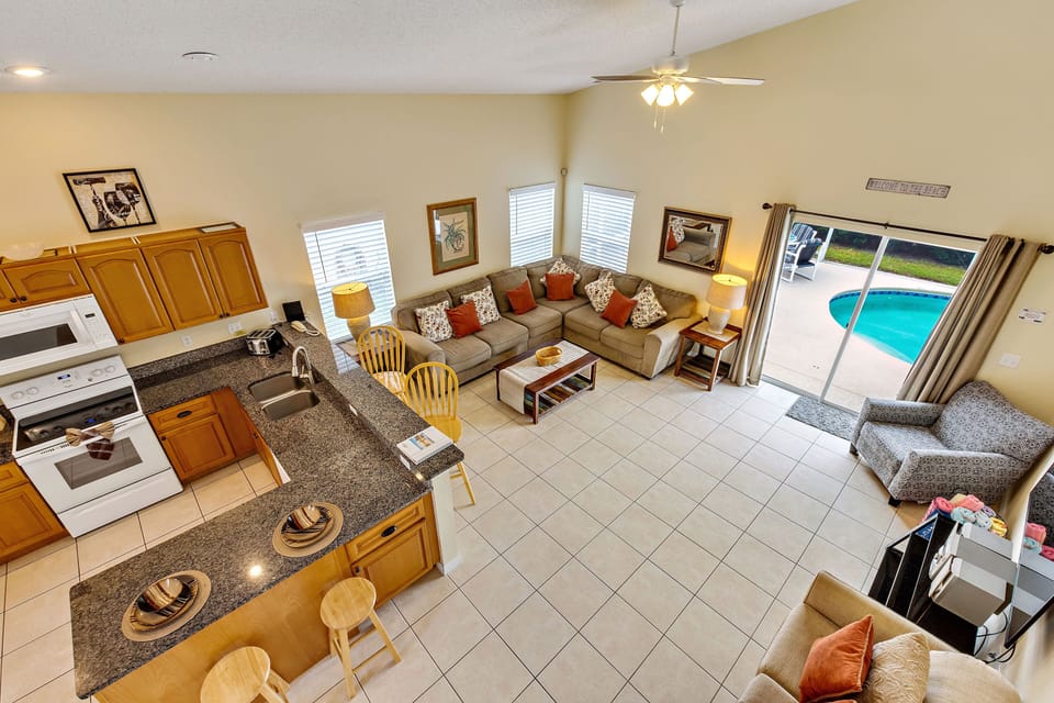 Fully Functional Kitchen and Living Room Top View
