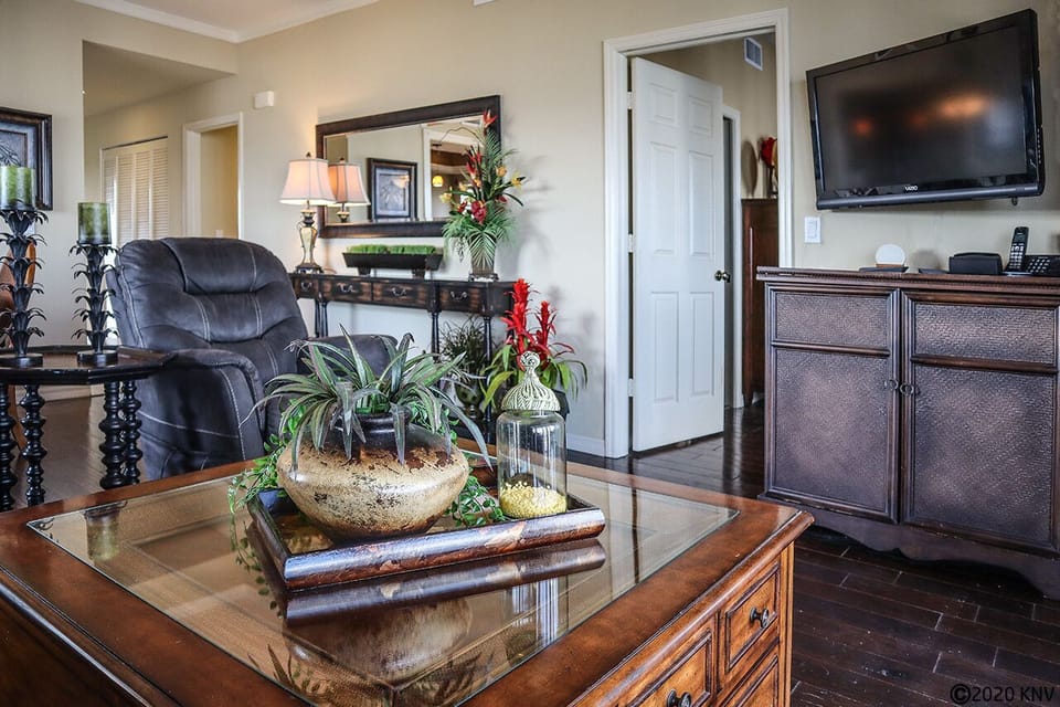 A large flat screen tv can entertain all.