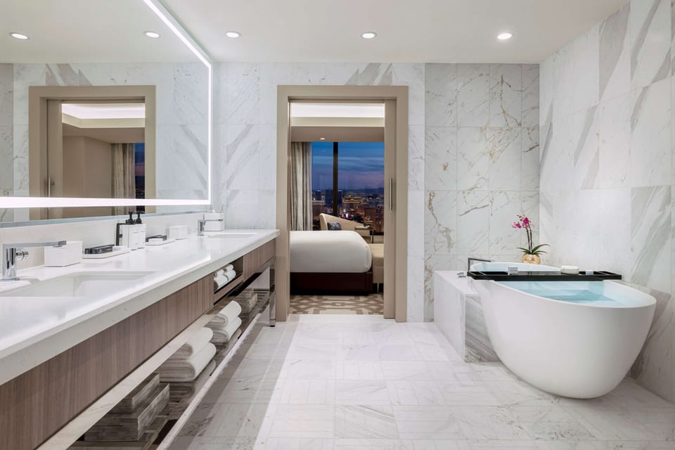 Rainfall showerhead, designer toiletries, hair dryer, bathrobes