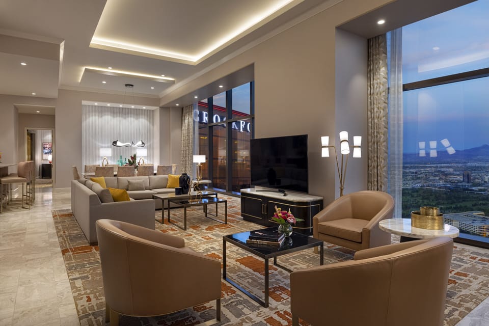 Presidential Suite, 2 Bedrooms | Living area | 55-inch flat-screen TV with cable channels, TV, Netflix