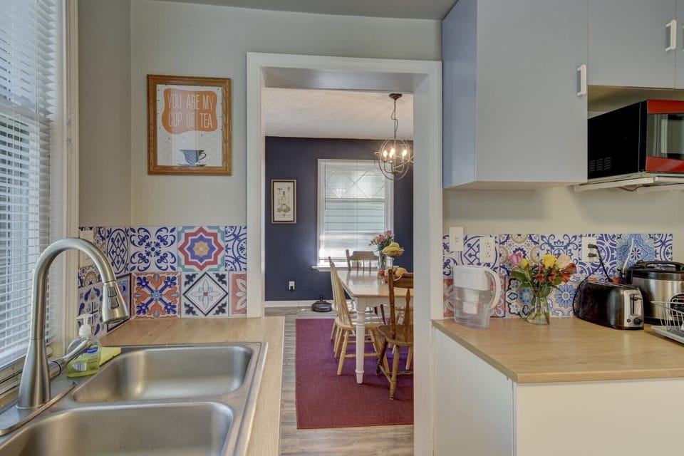 Kitchen into the dining room
